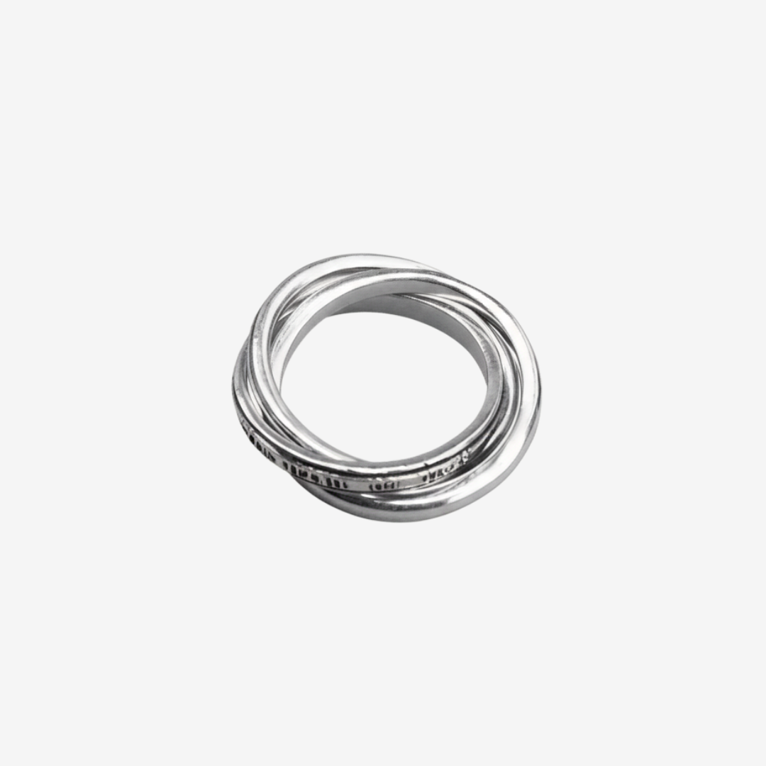 SANZE / Poetry-Engraved Three-Ring Ring 07
