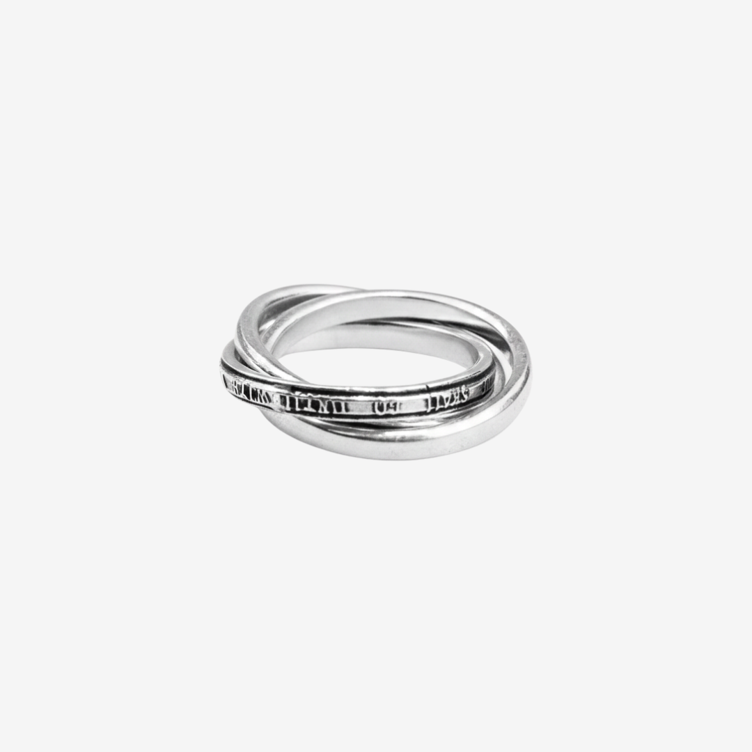 SANZE / Poetry-Engraved Three-Ring Ring 07