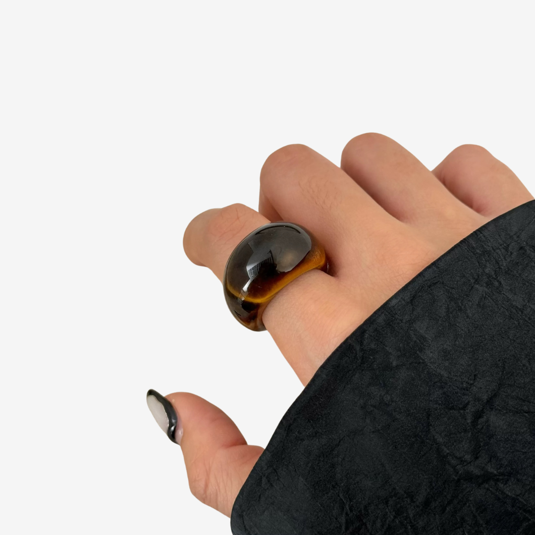 SANZE / Natural Black Onyx/Tiger's Eye Ring 12